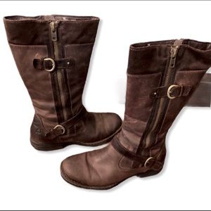 Born Brown Leather Moto boot Women 9M Zip Midcalf